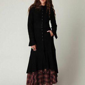 Free People 12 BLACK  Victorian Heritage Wool Duster Maxi COAT